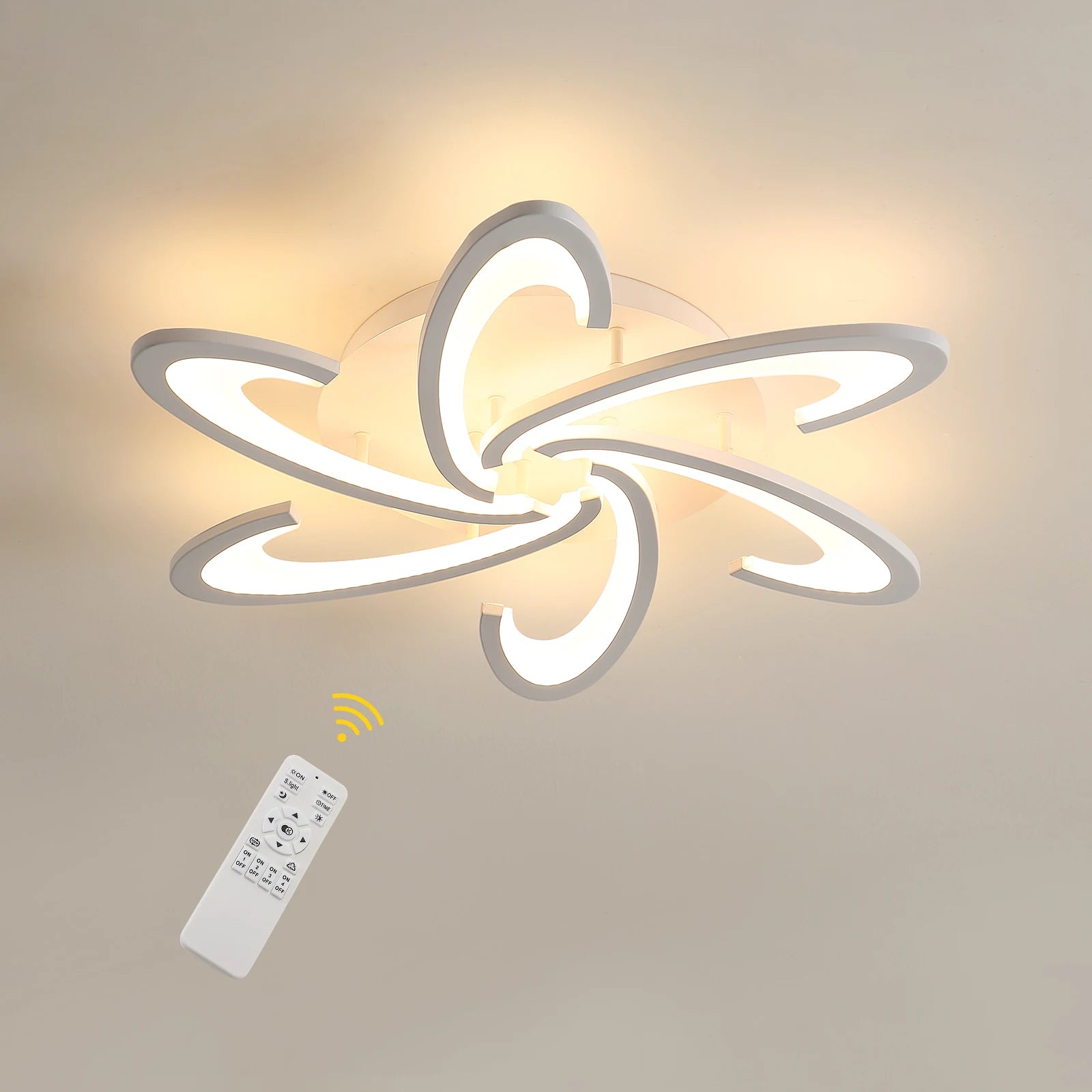 Dimmable LED Ceiling Light,54W Creative Spiral Design Ceiling Lamp 3000K/4500K/6500K Color Temperature With Remote Control For Living Room,Bedroom
