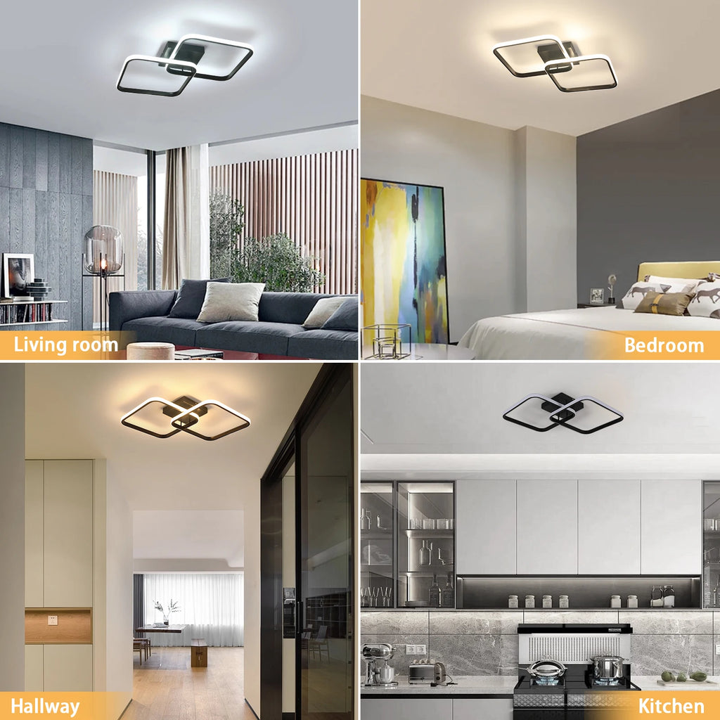 LED Ceiling Light Dimmable,50W 4500LM LED Chandelier Ceiling with Remote Control 3000K-6500K,Square Ceiling Light Modern Bedroom for Kitchen Living Room Hallway