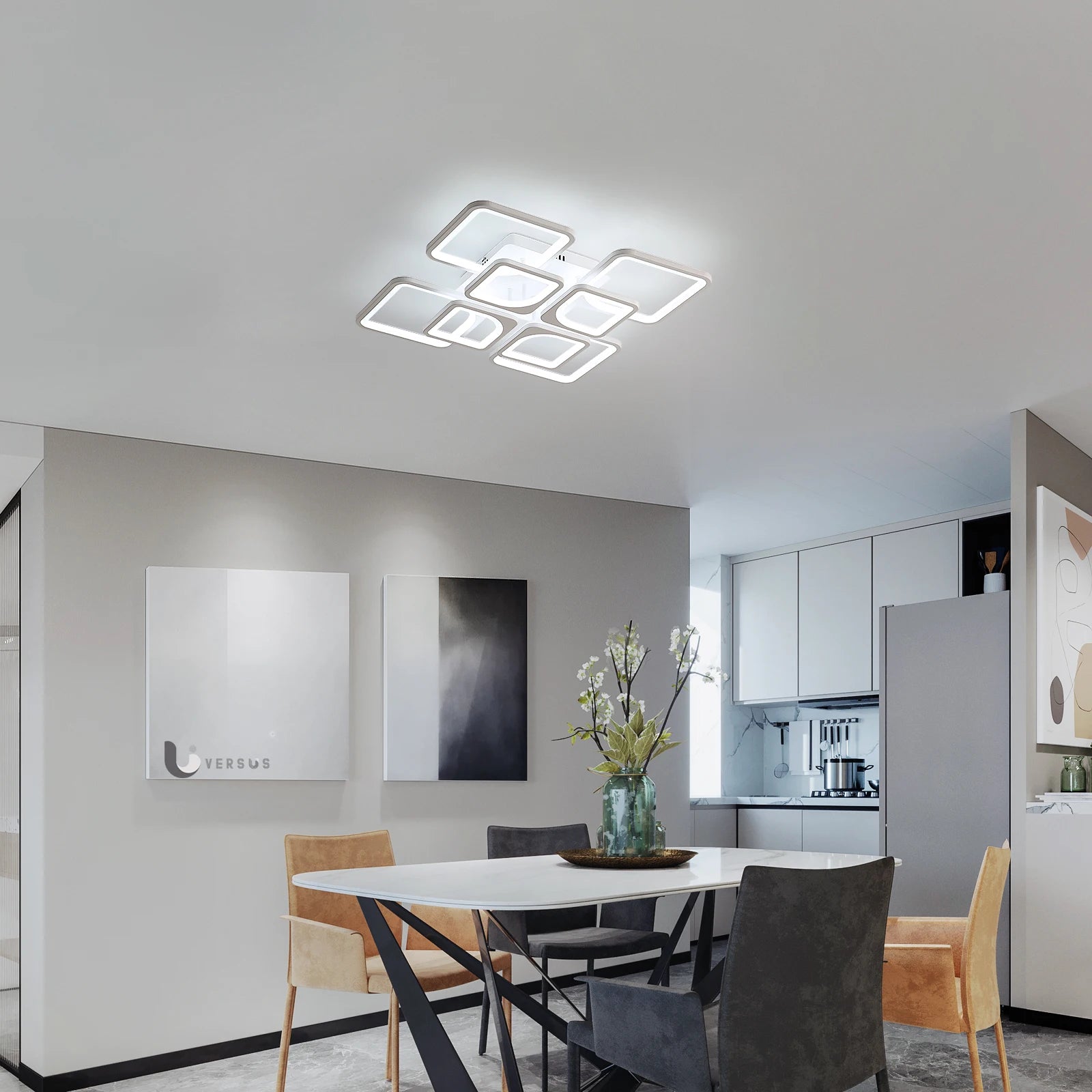 Dimmable LED Ceiling Light,80W 8000LM Ceiling Lamp with Remote Control,Square Ceiling Lamp for Living Room,Office,3000~6500K