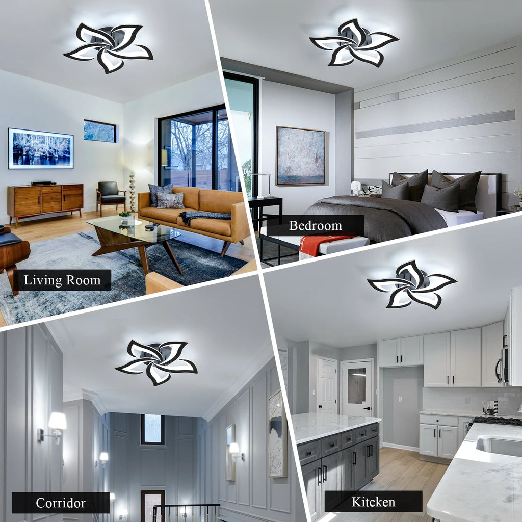 Mordern LED Ceiling Light,60W 6500LM LED Ceiling Lights Cool White 6500K,Creative Petals Design Chandelier for Living Room