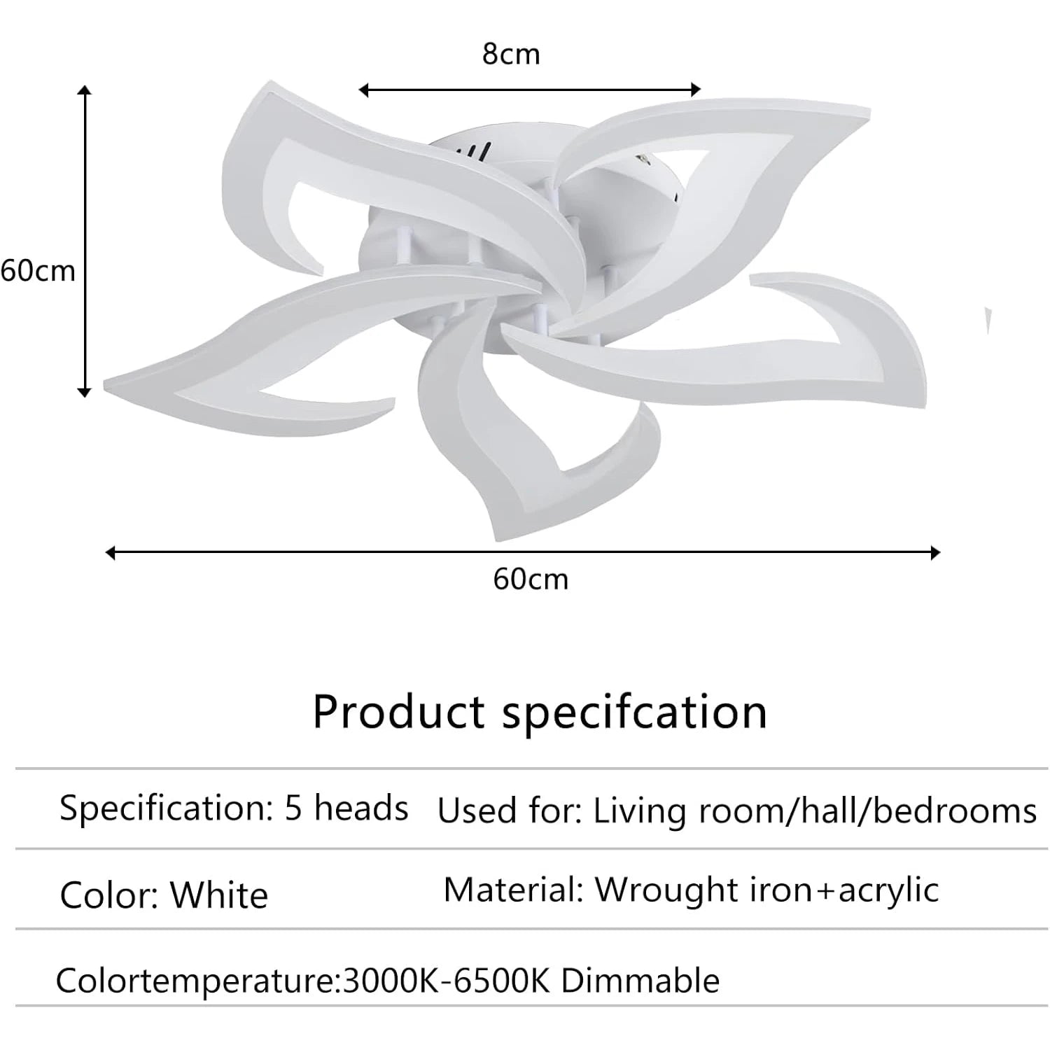 Dimmable LED Ceiling Light,Modern Ceiling Lamp With Remote Control,Creative Petal Ceiling Light For Living Room 3000K-6500K