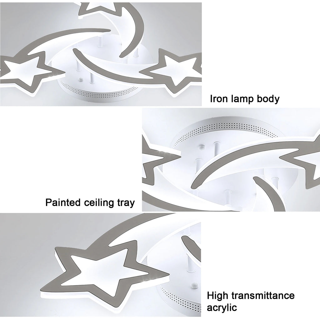 Modern LED Ceiling Lamp,3 Heads 40W White Acrylic Ceiling Light for Living Room,Bedroom,Diameter 53 cm,White Light 6500K