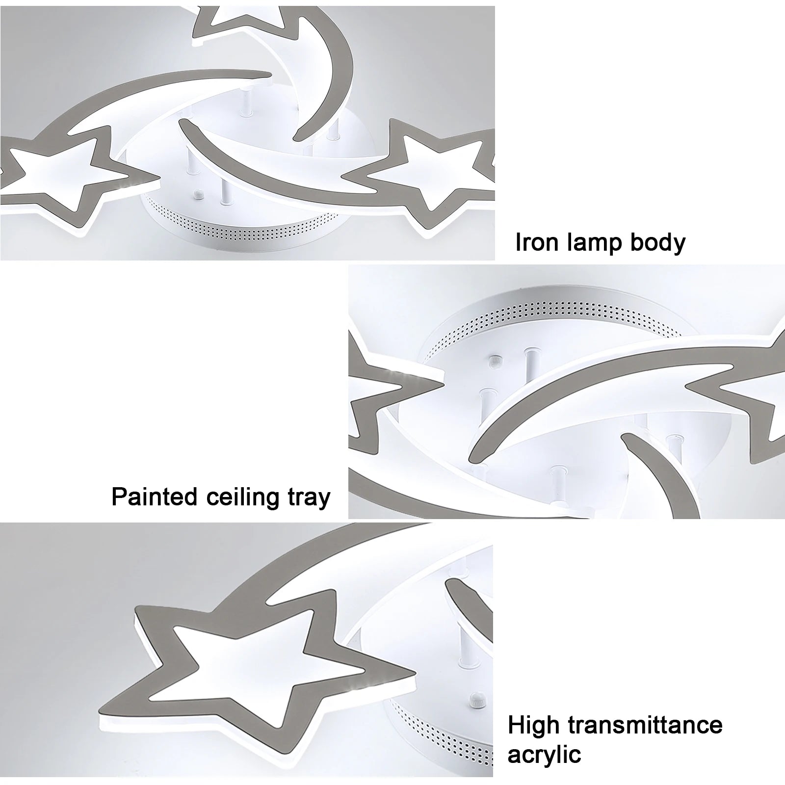 Modern LED Ceiling Lamp,3 Heads 40W White Acrylic Ceiling Light for Living Room,Bedroom,Diameter 53 cm,White Light 6500K
