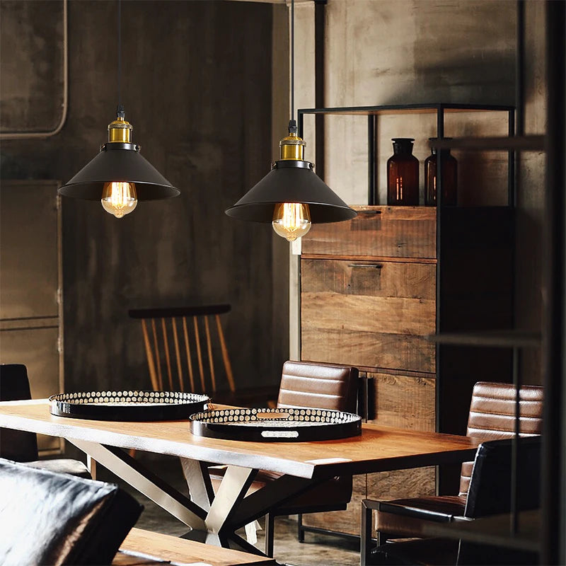 3 Heads Vintage Pendant Light,E27 Black Metal Hanging Lights,Industrial Chandelier for Dinning Room (Bulb not Included)