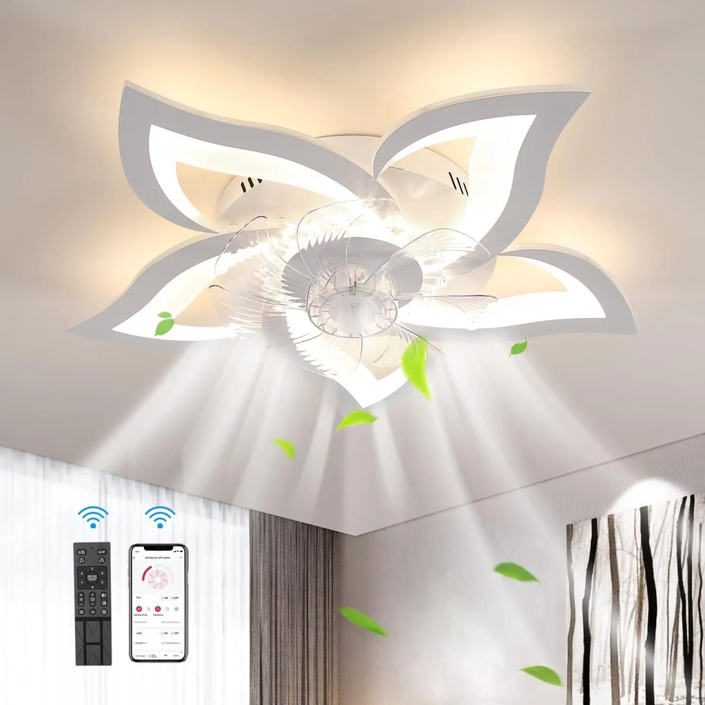 Dimmable Ceiling Fan Light,Flush Mounted Ceiling Fan Light With Remote Control,3000K/4500K/6500K For Dining Room,Living Room
