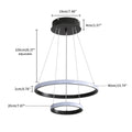 Modern LED Chandelier,30W 2700LM 2 Ring Round Hanging Foyer Pendant Light for Kitchen Island,Living Room,Cold White Light 6500K