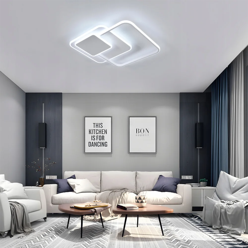 Irregular square LED Ceiling Light, Dimmable 48W 5400LM Ceiling Lamp with Remote Control,Dimmable 3000K-6500K for Living Room
