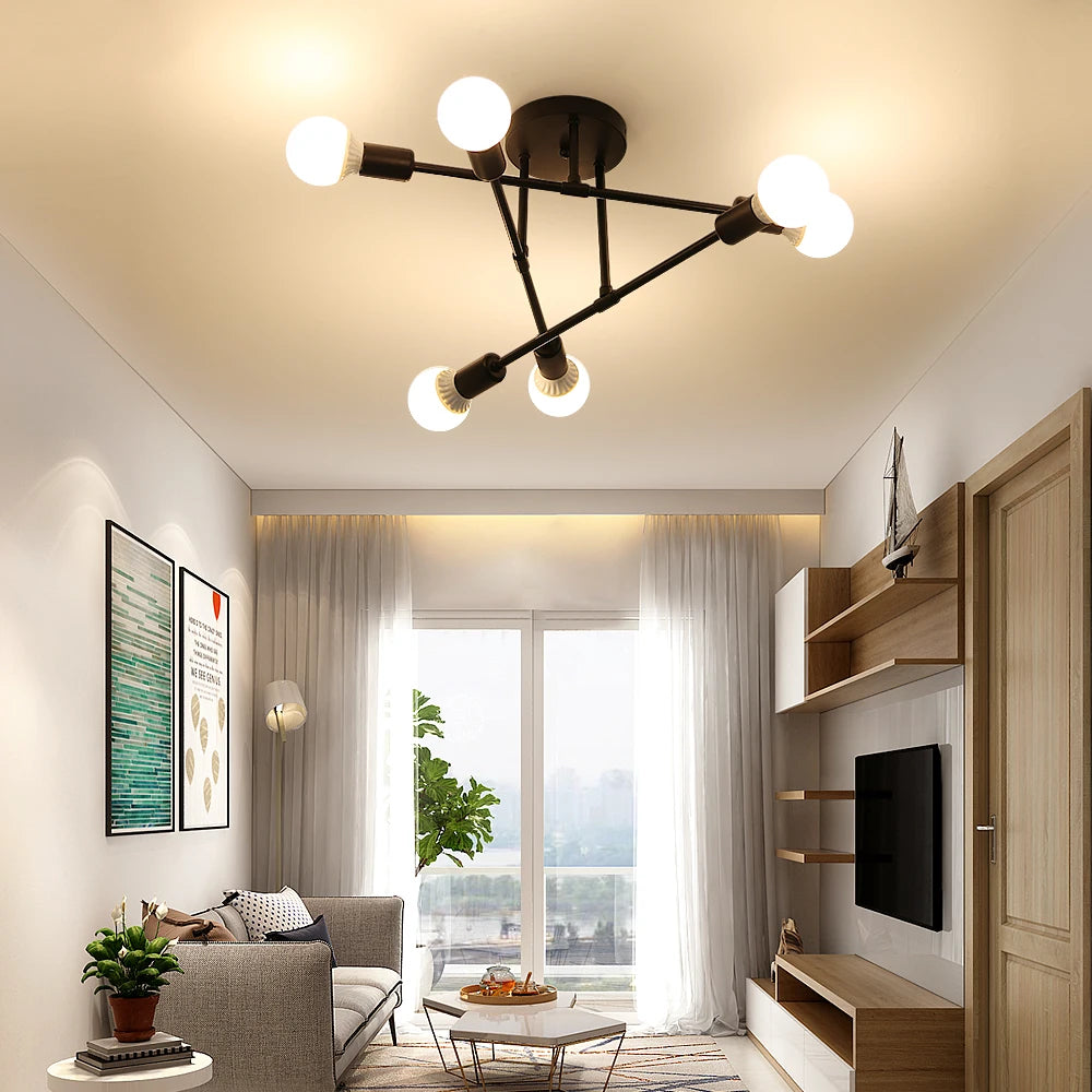Modern Ceilihg Light, 6-Light Chandelier,Flush Mount Ceilihg Light Fixture for Bedroom,Dining Room,Office（Bulb not included）