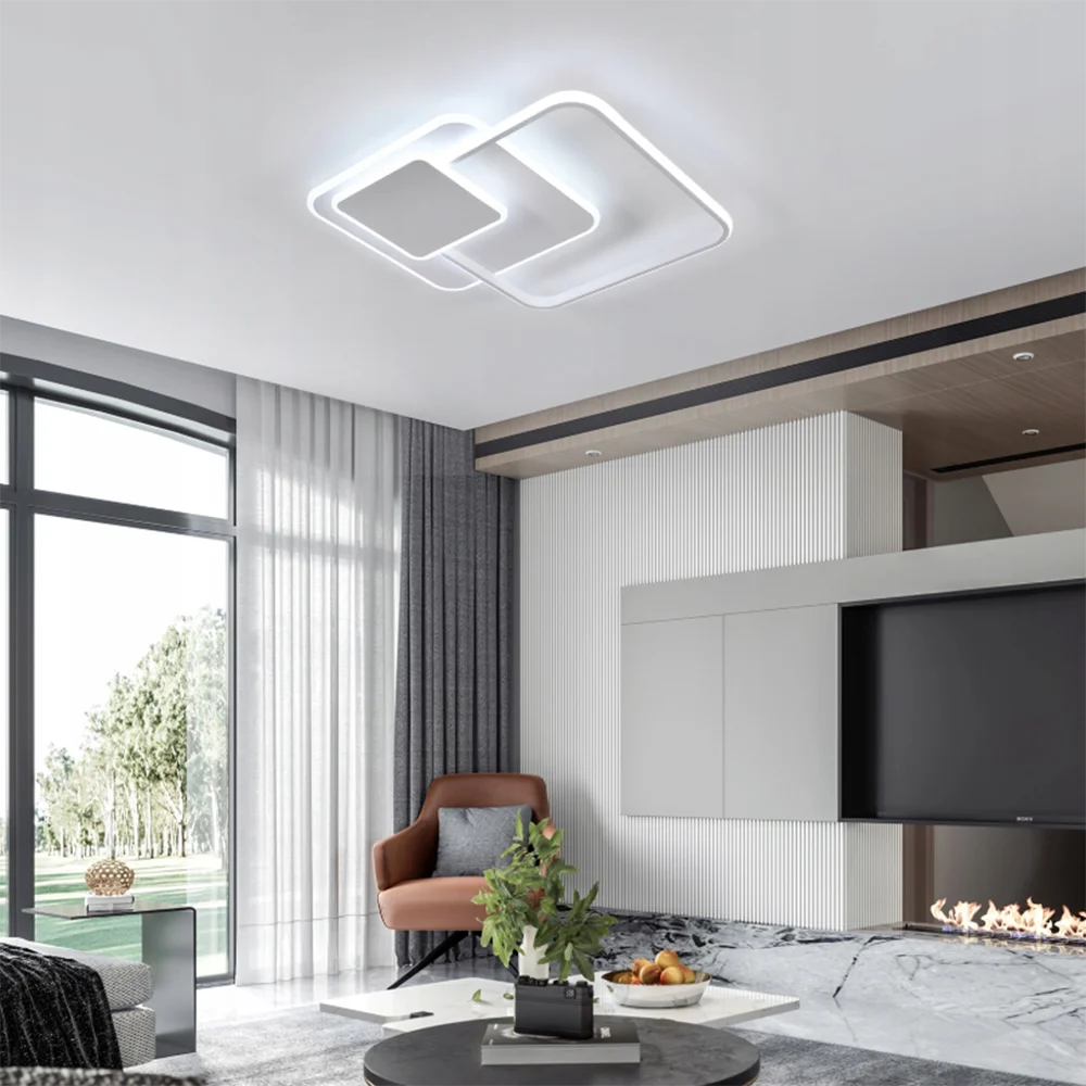 Irregular square LED Ceiling Light, Dimmable 48W 5400LM Ceiling Lamp with Remote Control,Dimmable 3000K-6500K for Living Room