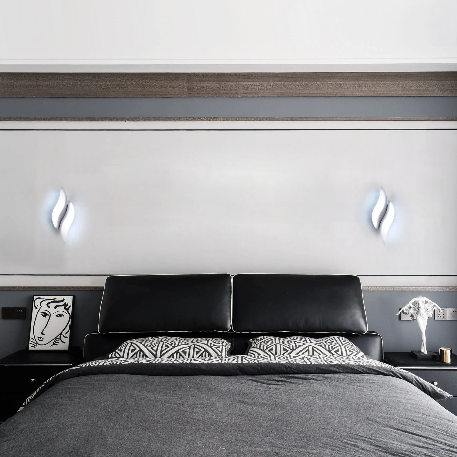 LED  Wall Sconce,12W Acrylic Wall Lamp Leaf-Shaped Design Cool White Light 6500K for Bedroom Living Room Corridor