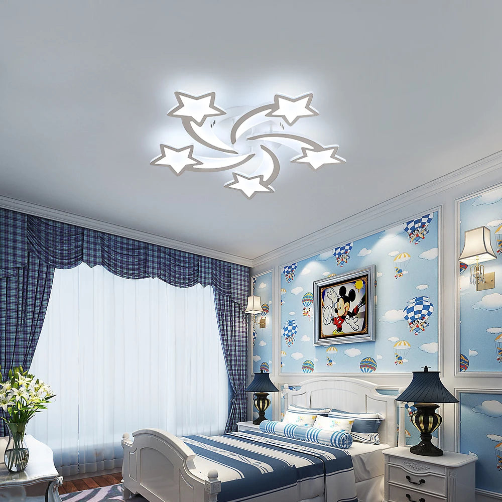 Nordic Modern LED Ceiling Light,60W Creative Meteor Star Design Flush Mount Ceiling Lamp for Kids Bedroom Living Room Home Decor,Cold White Light 6500K