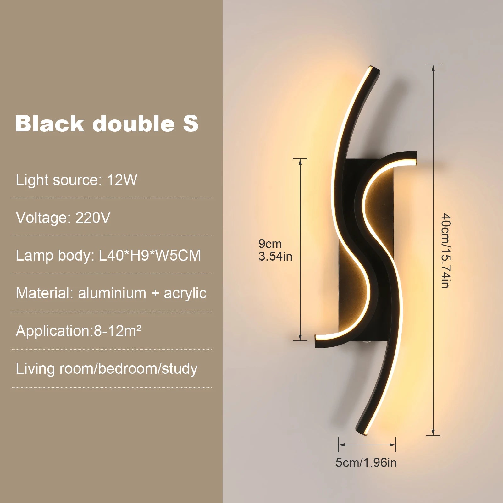Curve Dark – nowoczesny kinkiet ścienny
