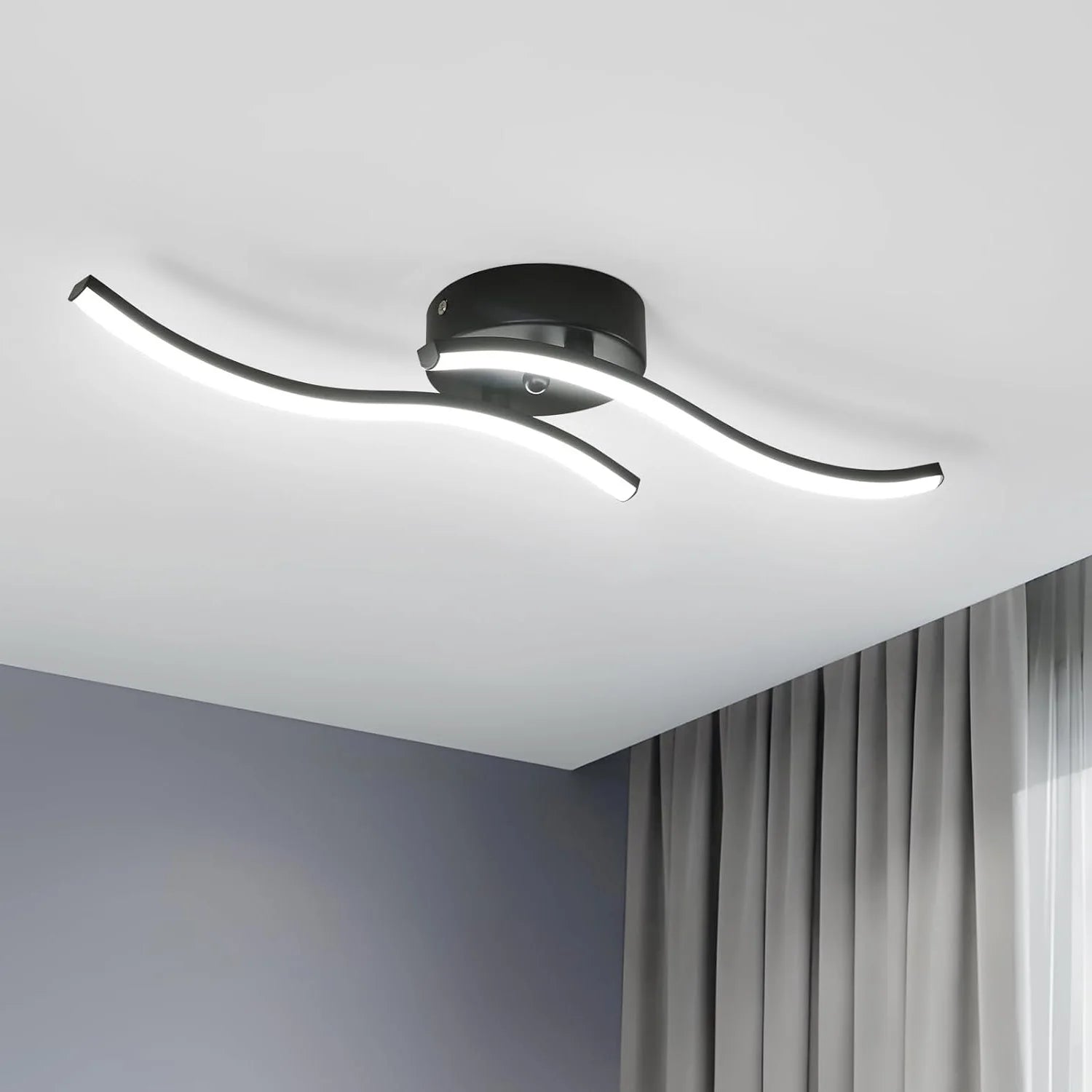 LED Ceiling Light,Modern 12W LED Ceiling Lamp Two parallel lines Indoor Acrylic Ceiling Lighting,6500K Cold White Light for Bedroom,Living Room