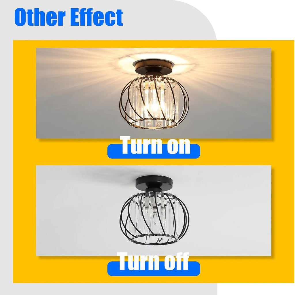 Semi Flush Mount Ceiling Light Fitting,E27 Head Crystals Ceiling Light Fixtures,For Entrance  Bedroom（Bulb not included）