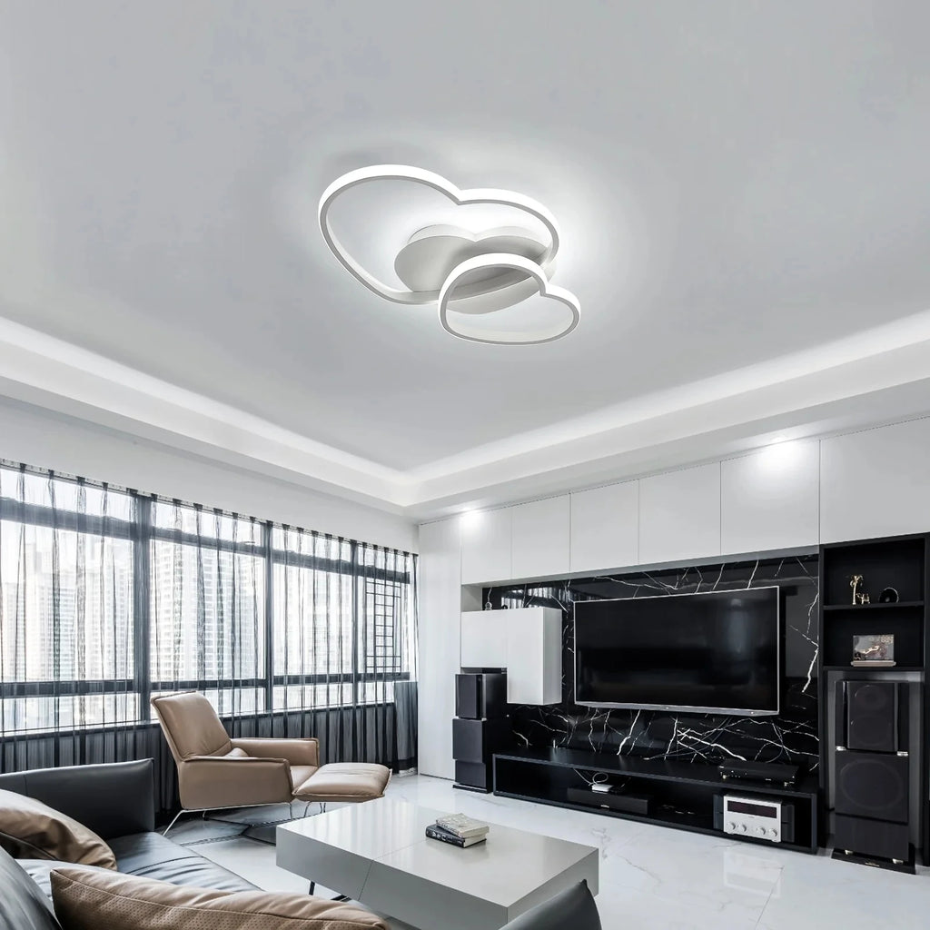 Dimmable LED Ceiling Light,64W Heart Ceiling Lamp 3000K/4500K/6500K,Chandelier White with Remote Control for Children's Room