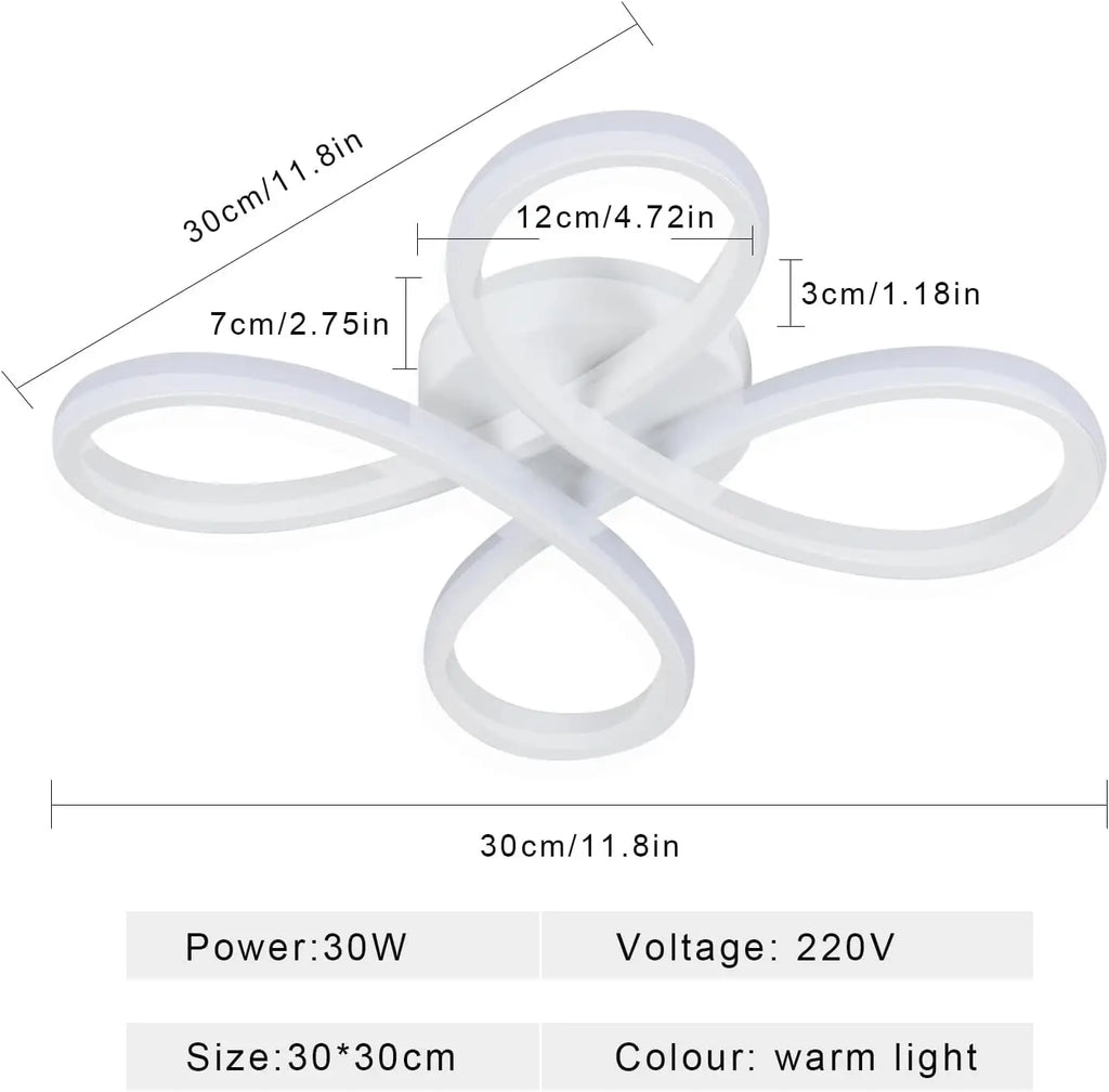 Minimalist Infinity Swirl LED Ceiling Lamp Fixed  Warm Light 3000K Non-Dimmable Surface Mount Light for Indoor Home