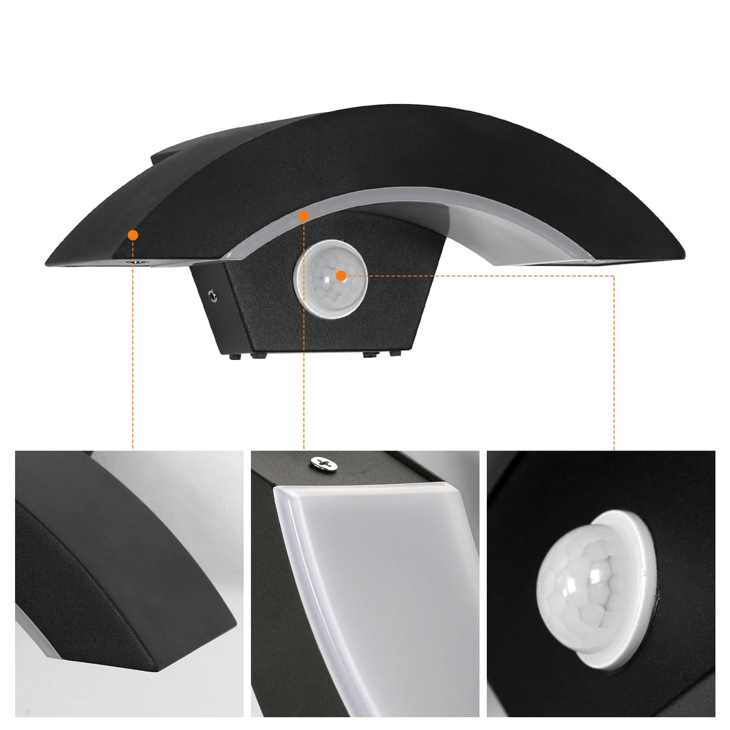 Modern LED Wall Light with Motion Sensor & Light Sensor Waterproof Outdoor Wall Lamp for Balcony Garden Yard Corridor Security Lighting