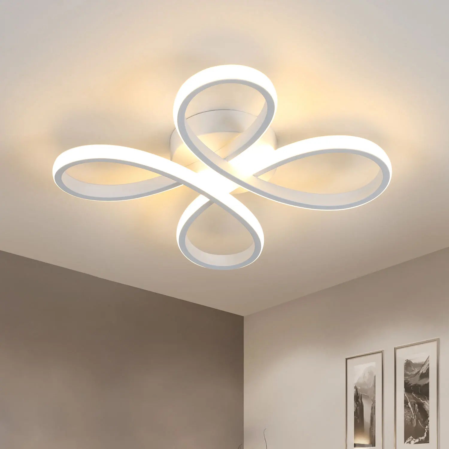 Minimalist Infinity Swirl LED Ceiling Lamp Fixed  Warm Light 3000K Non-Dimmable Surface Mount Light for Indoor Home