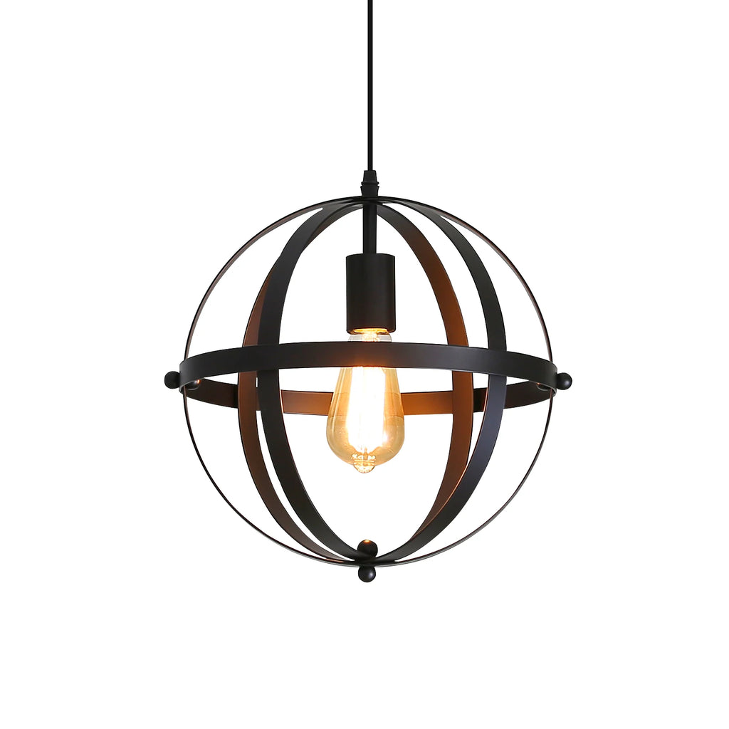 Modern Industrial Metal Pendant Hanging Light Fixtures,Farmhouse Black Cage Chandelier for Kitchen Island（Bulb not included）