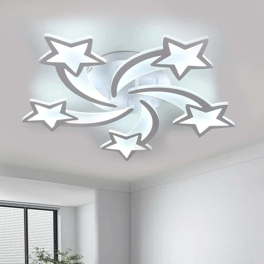 Nordic Modern LED Ceiling Light,60W Creative Meteor Star Design Flush Mount Ceiling Lamp for Kids Bedroom Living Room Home Decor,Cold White Light 6500K