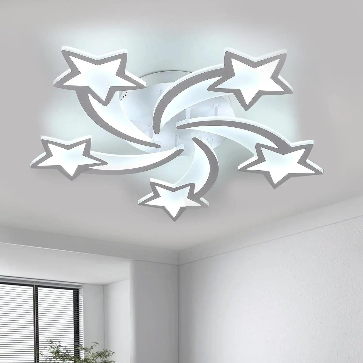 Nordic Modern LED Ceiling Light,60W Creative Meteor Star Design Flush Mount Ceiling Lamp for Kids Bedroom Living Room Home Decor,Cold White Light 6500K
