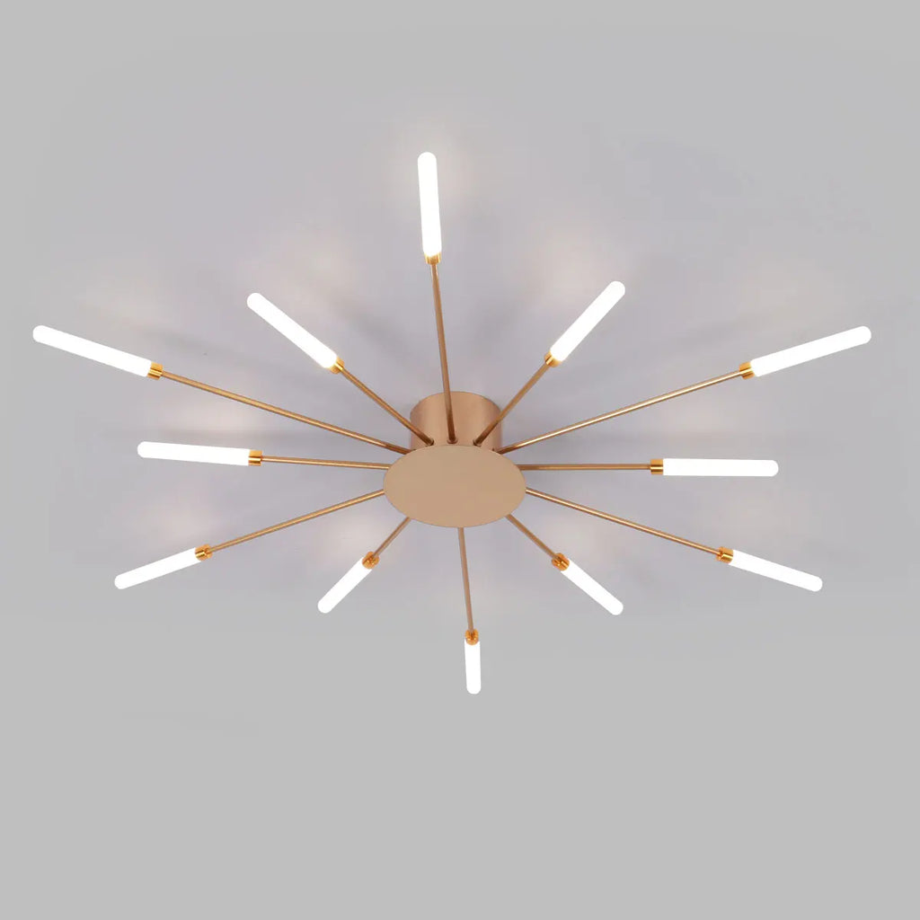 Modern LED Ceiling Light,Creative Fireworks Design Ceiling Lamp for Exhibition Children's Room,Neutral Light (Gold,12 Heads)