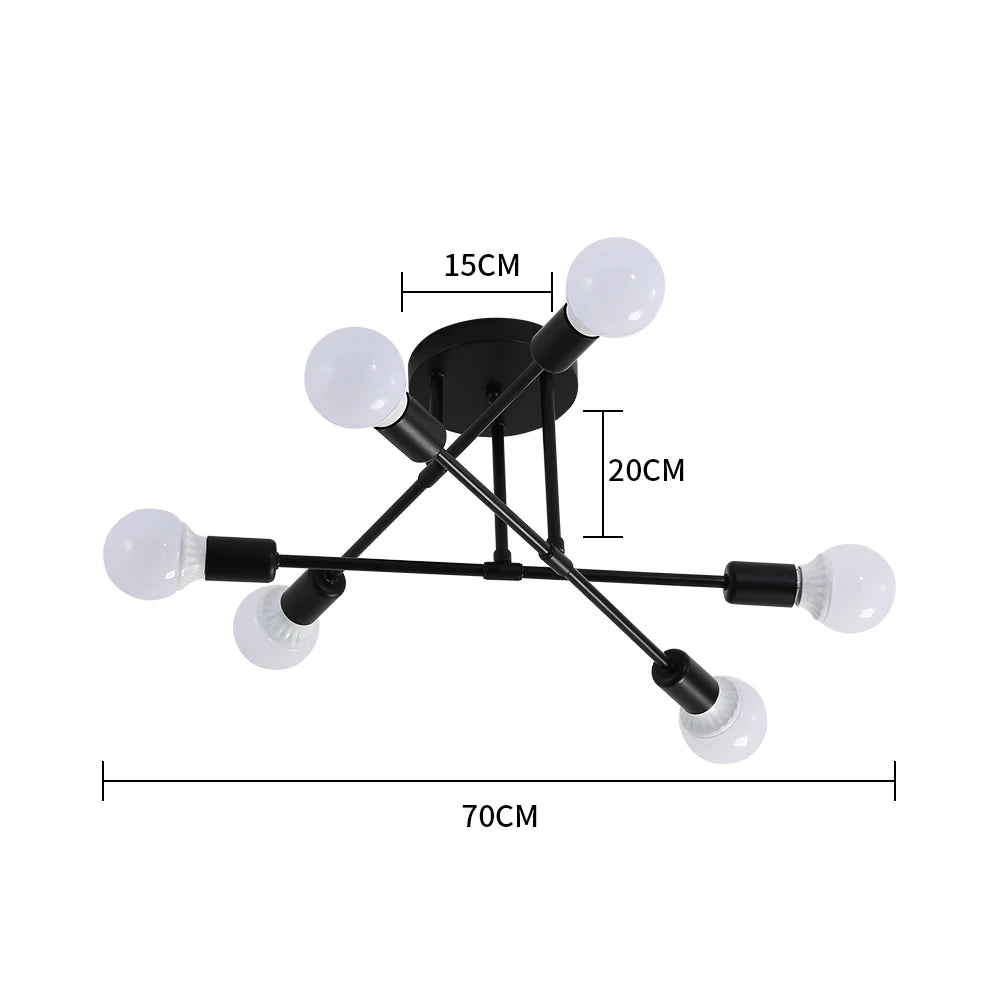 Modern Ceilihg Light, 6-Light Chandelier,Flush Mount Ceilihg Light Fixture for Bedroom,Dining Room,Office（Bulb not included）