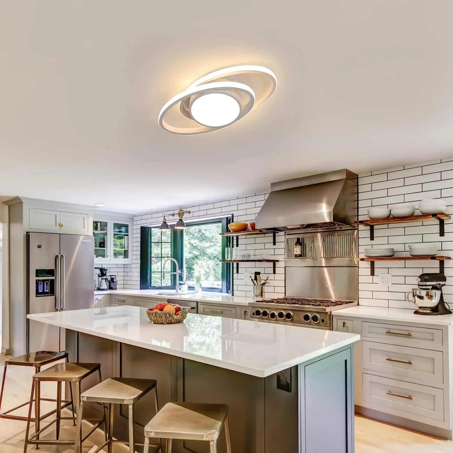 LED Ceiling Light,39W 4385LM Lighting Fixture,Round Modern Design Ceiling Lamp for Living Room Bedroom Corridor Balcony, Dia 39cm, Warm Light 3000K/White Light 6500K