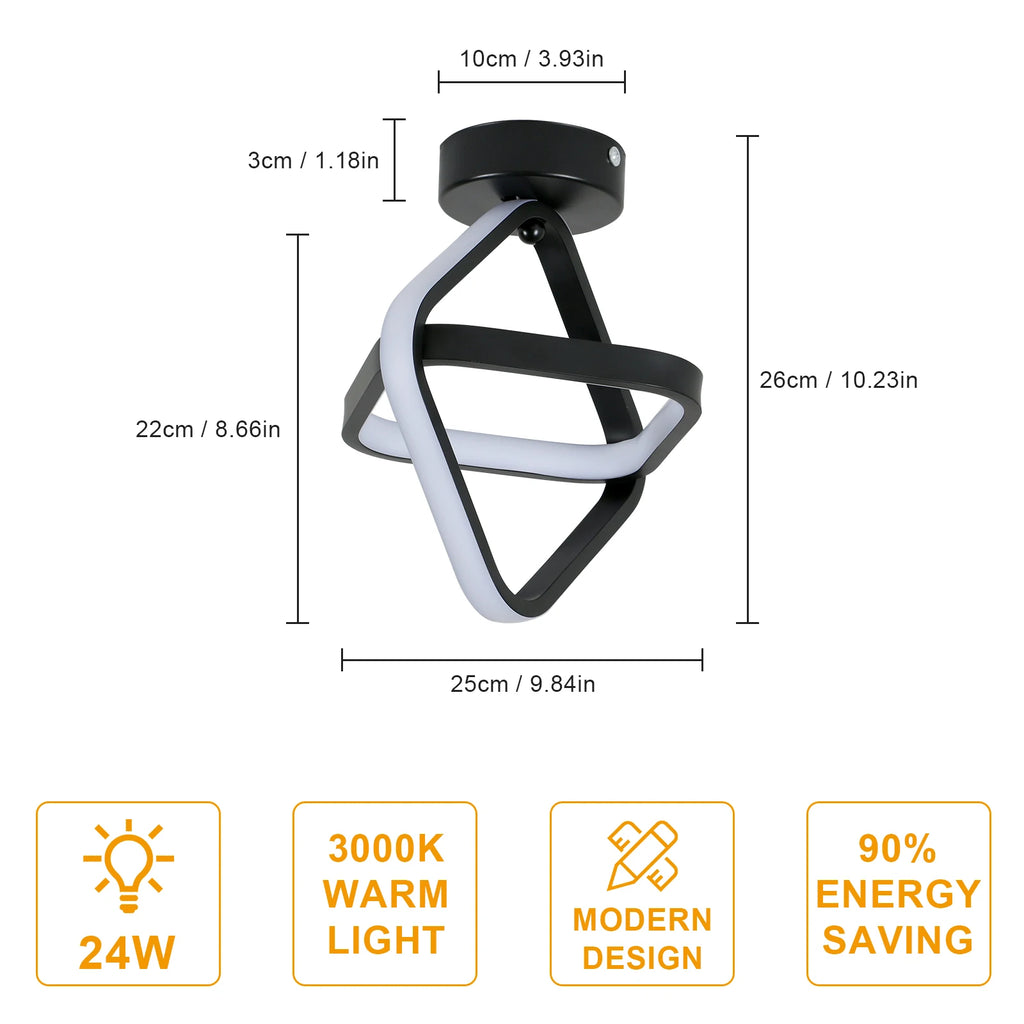 Square LED Ceiling Light,Modern 24W 2700LM,3000K Warm White,Diameter 22CM,Suitable for Corridor, Balcony,Kitchen,Dining Room