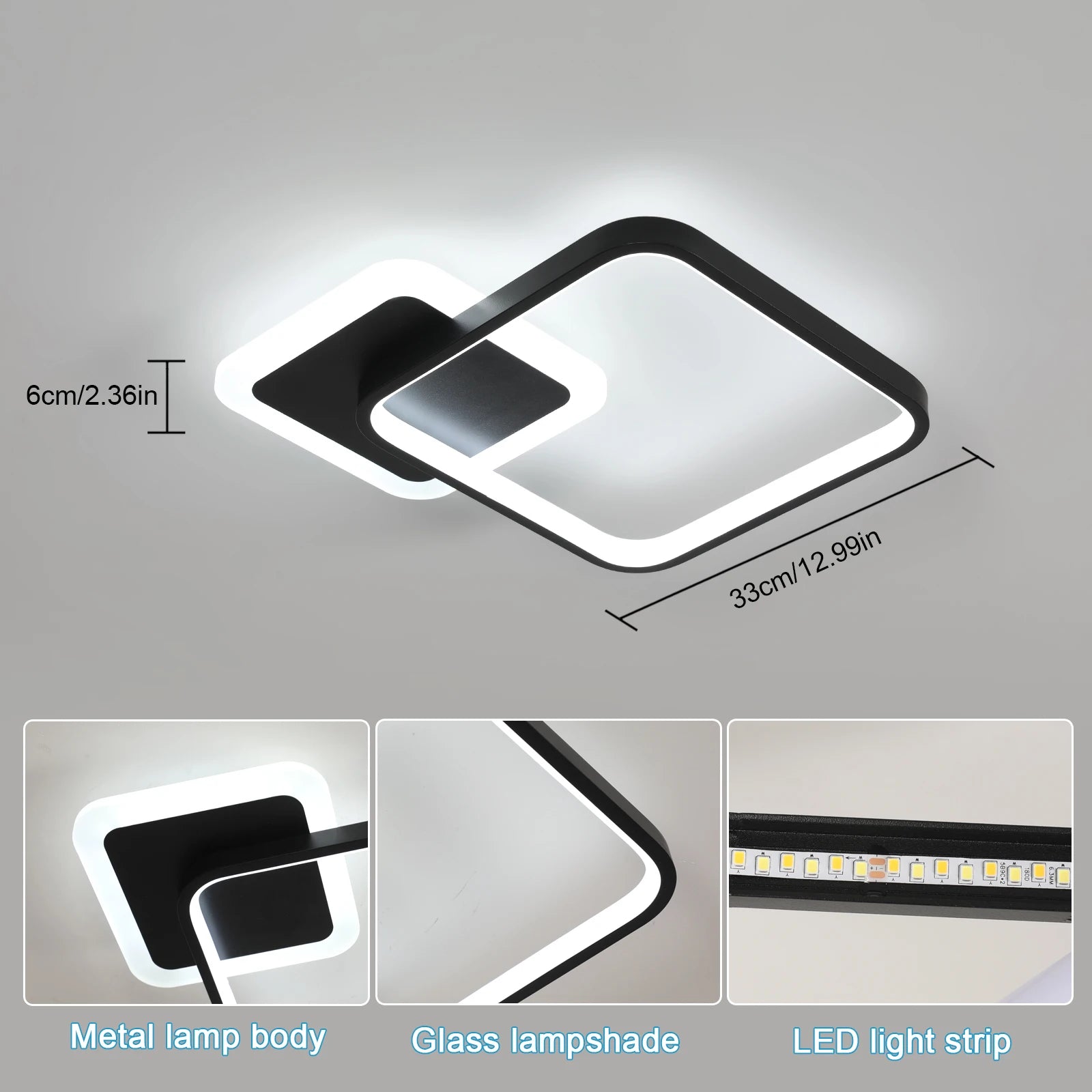 Dimmable Ceiling Light with Remote Control,20W Ceiling Lights Fixtures Brightness Adjustable 3000K-6500K For Living Room