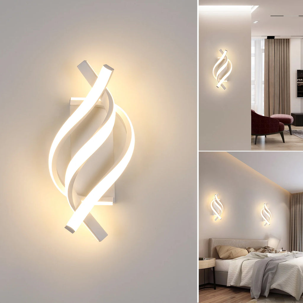 Modern LED Wall Lamp, 22W Spiral Twisted Design Wall Sconce Metal Indoor Lighting Fixture for Bedroom Living Room Corridor,Non-Dimmable,Warm Light 3000K