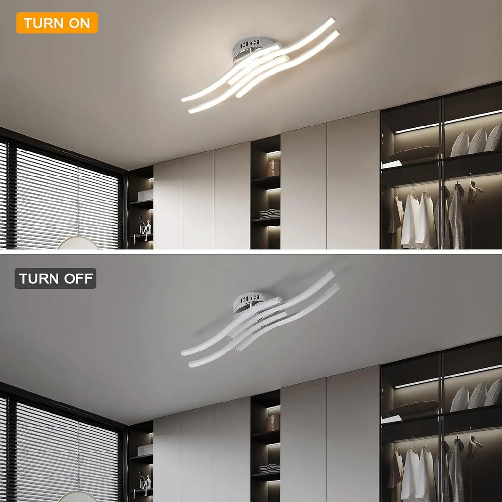 LED Ceiling Light,4 Built-in Wave Led Boards Design Ceiling Lamps,24W 2160LM Ceiling Lighting for Office,4500K Neutral Light