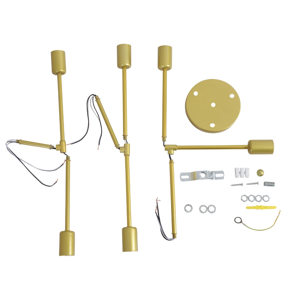 Modern Sputnik Ceiling Light,Adjustable 6-light E27 Chandelier,Vintage Industrial Pendant Mounting For Bedroom（Bulb not included