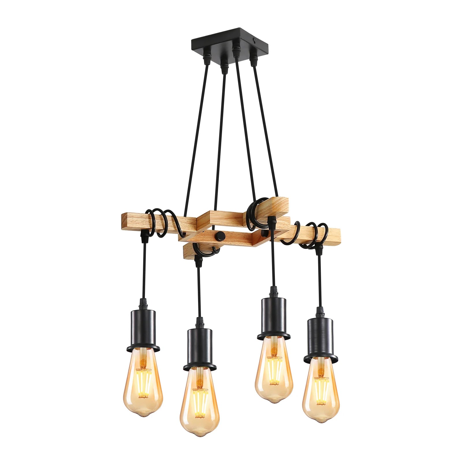 Wire Wood – Żyrandol Wiszący Vintage
