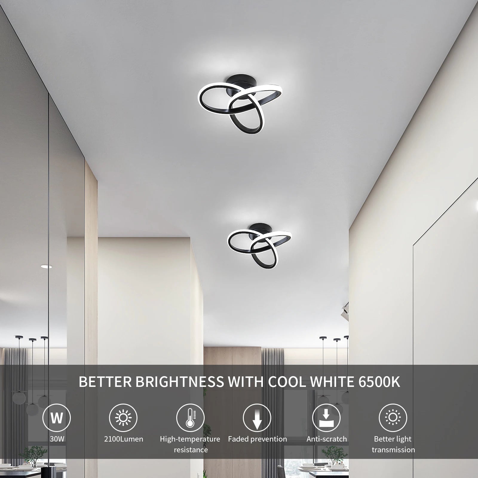 LED Ceiling Lights,22W Creative Personality Nordic Ceiling Light fixtures LED for Hallway,Aisle, Entrance, Bedroom, Kitchen,Living Room-25cm,Cold White Light 6500K