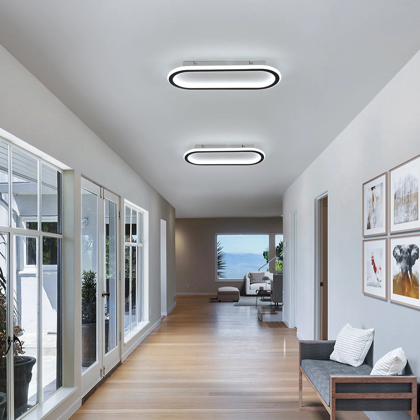Modern LED Ceiling Light,33W 3712LM Rectangular Flush Mount LED Ceiling Light Cold White 6500K For Bedroom Hallway Balcony
