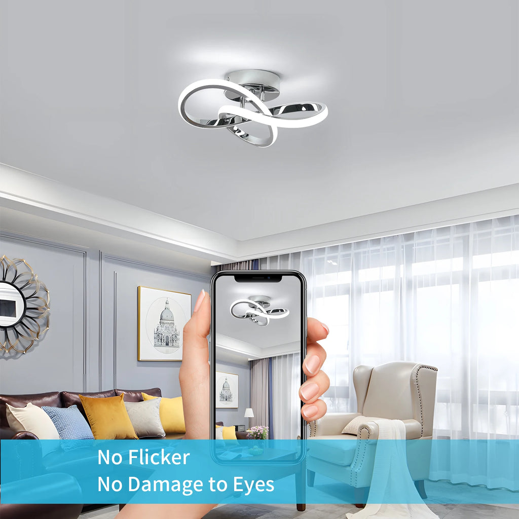 Modern Ceiling Lights,30cm 30W Curved Design Ceiling Light fixtures LED for Hallway,Entrance, Bedroom,Cold White Light 6500K