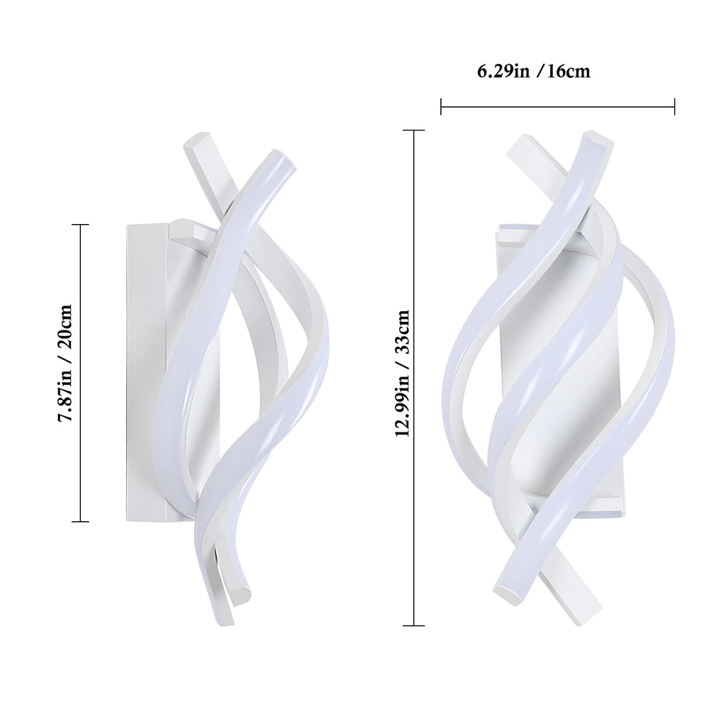 Modern LED Wall Lamp, 22W Spiral Twisted Design Wall Sconce Metal Indoor Lighting Fixture for Bedroom Living Room Corridor,Non-Dimmable,Warm Light 3000K