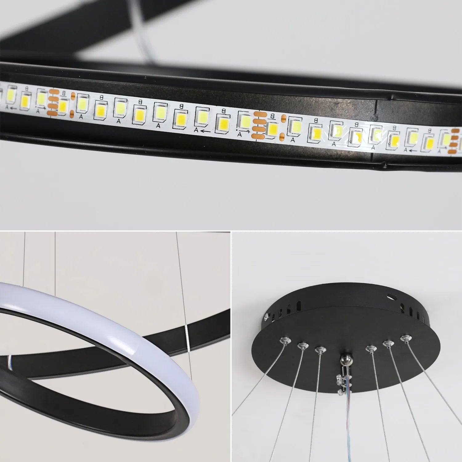 Dimmable 3 Ring Pendant Lights,Modern Circular Adjustable 3000K-6500K Hanging Lamp for Living Room,Bedroom