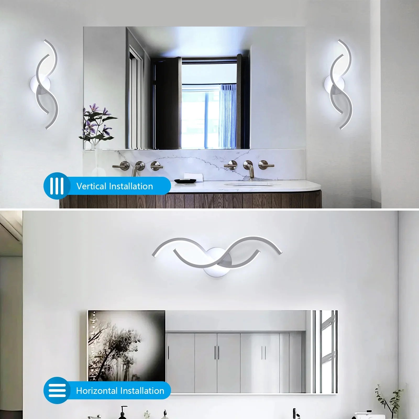 Wave White – nowoczesny kinkiet ścienny