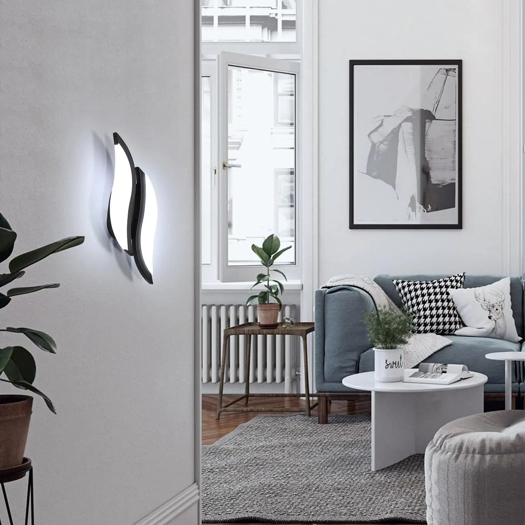 LED  Wall Sconce,12W Acrylic Wall Lamp Leaf-Shaped Design Cool White Light 6500K for Bedroom Living Room Corridor