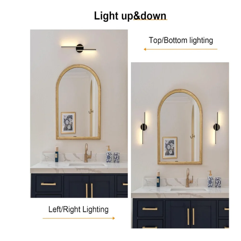 Nordic Minimalist Long Strip LED Wall Light,22W  Warm Light 3000K Black Wall Sconce for Indoor Living Room Bedroom Aisle