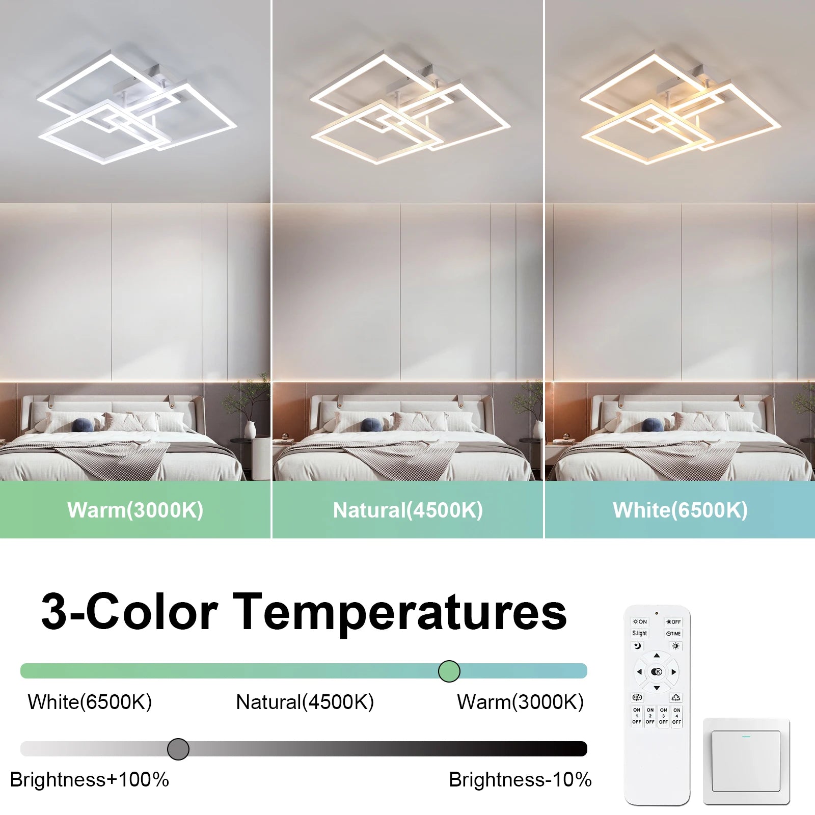 LED Ceiling Light,40W Dimmable LED Ceiling Lamp with remote control 3000K-6500K,For living room,Bedroom,Hallway,Indoor lighting