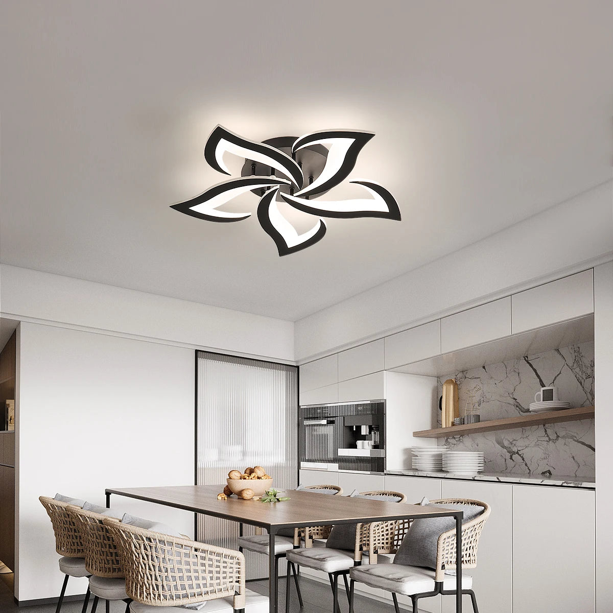 Dimmable LED Ceiling Light,40W 4700LM Modern Acrylic Ceiling Lights with Remote Control,Creative Petals Design For Living Room