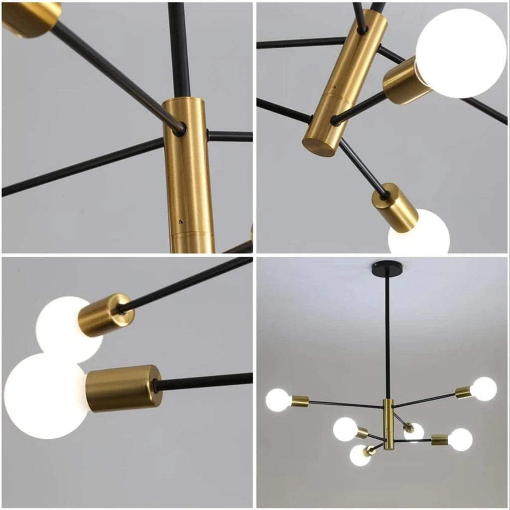 Modern Sputnik Chandelier,Height Adjustable Ceiling Light Fixture,E27 Base Plating Finished Chandeliers（Bulb not included）