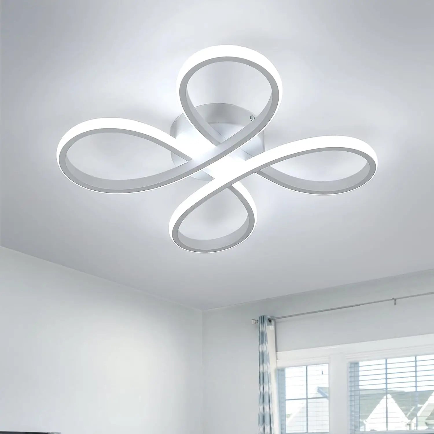 Modern LED Ceiling Lights,30W 2700LM Creative Flower Shape Chandeliers Ceiling Lamp For Bedroom,6500K Cool White Light