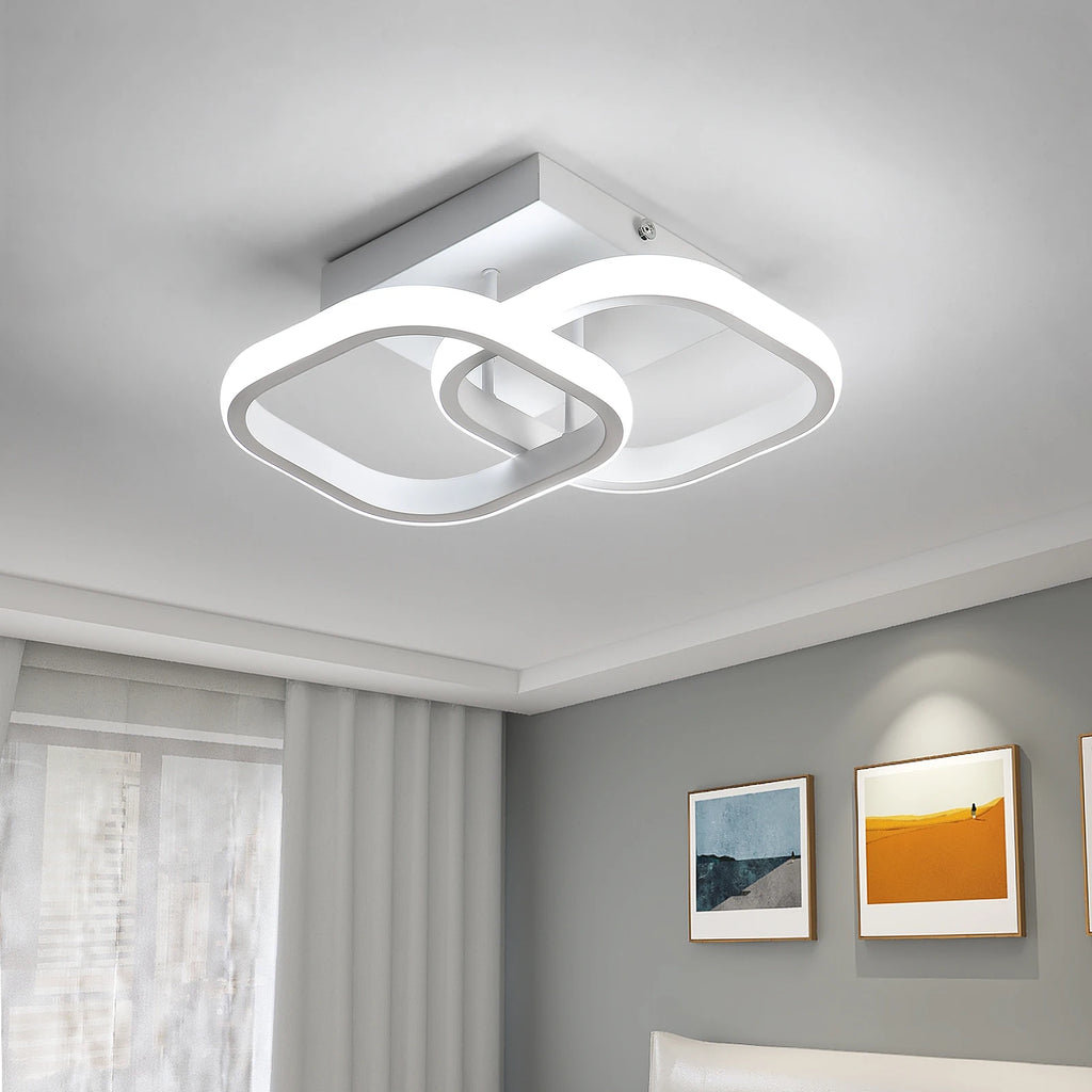 LED Ceiling Light,White Square Creative Acrylic Modern Ceiling Lighting,22W Indoor Decor LED Ceiling Lamp for Bedroom