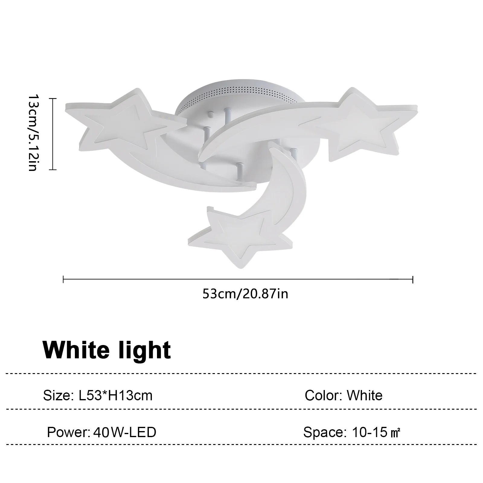 Modern LED Ceiling Lamp,3 Heads 40W White Acrylic Ceiling Light for Living Room,Bedroom,Diameter 53 cm,White Light 6500K