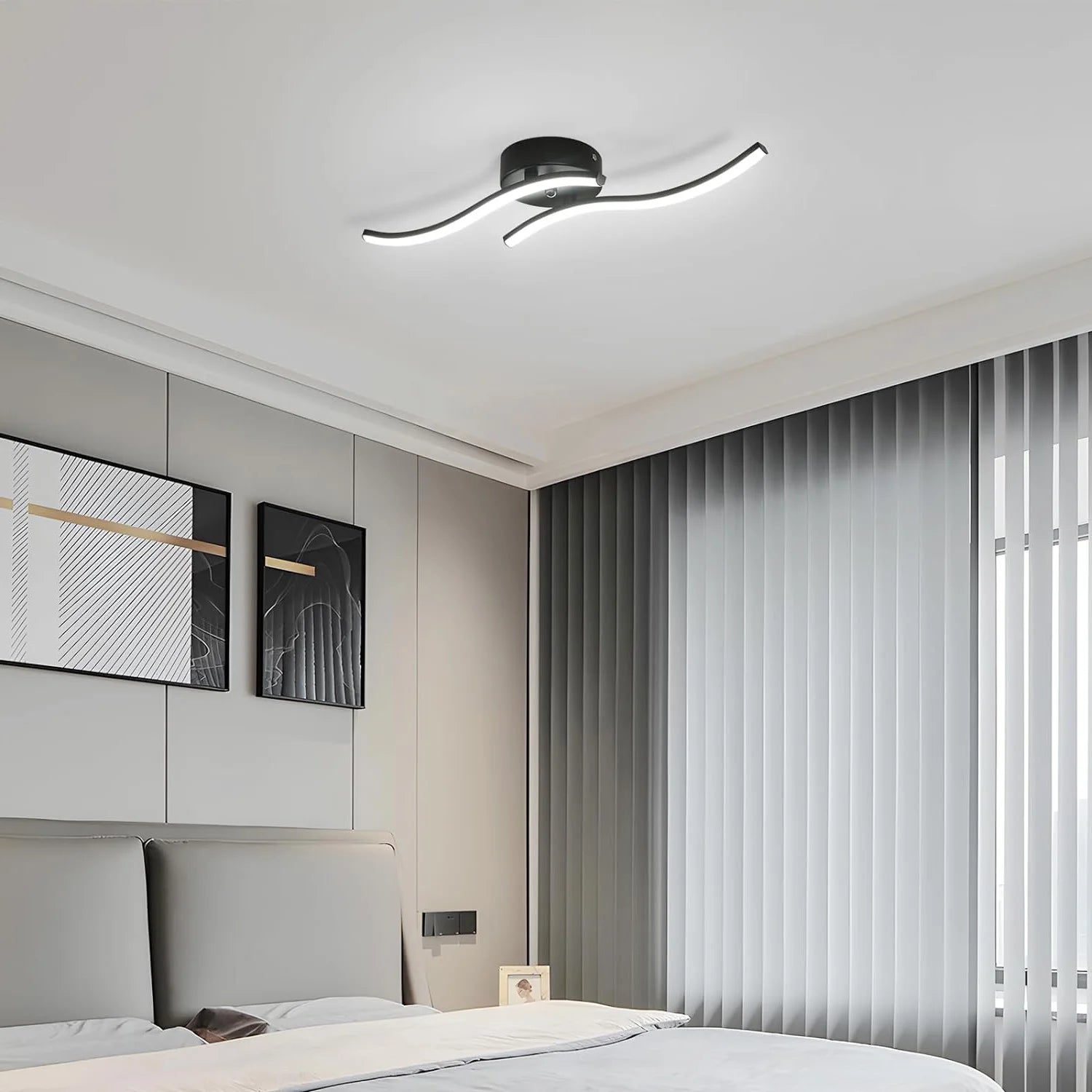 LED Ceiling Light,Modern 12W LED Ceiling Lamp Two parallel lines Indoor Acrylic Ceiling Lighting,6500K Cold White Light for Bedroom,Living Room