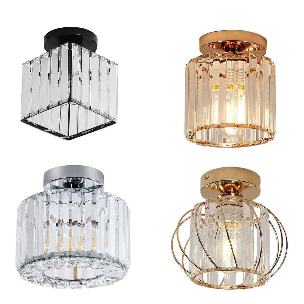 Crystal Ceiling Light,Close-to-Ceiling Lighting Fixture,For Hallway,Kitchen Island,Dining Room,E27 Base(Bulb Not Included)